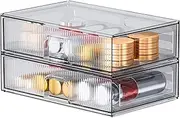 ZHIAI Stackable Storage Drawer, 2 Piece Acrylic Organiser for Cosmetics and Beauty Products, Suitable for Dressers, Bathrooms, Cabinets, Storage Rooms, Bedrooms and Home Organisers