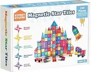 STEAM STUDIO Premium Magnetic Tiles 120 PCS, Unique Star Facet Design, Rivets & Large Strong Magnets, Building Blocks Toys for Boys Girls, Building & Construction Toys