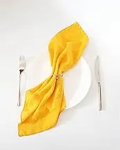 Mustard Yellow 100% Linen Cloth Cotton Square Napkins, Set of 6, 40cm x 40cm | Wedding Shower Bridal Event Styling Table Decor |