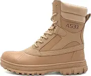 [CLSQLXYJZC] Men's High-top Tactical Boots, Comfort Breathable Waterproof Rubber Cushioning Outsole Military Shoes, for Outdoor Lace-up Sports Durable Hiking Shoes