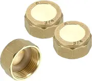 uxcell 3Pcs Brass Hex Head Plug Compression Cap Fitting Stop Valve Cap,3/4" Hex Thread Pipe Fitting Flare Cap Tubing Ends Sealing Cap with Gasket for Air Conditioner, Water, Gold