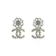 Chanel 經典雙C logo水鑽珍珠花朵耳環(AB9608-金)