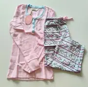 PETER ALEXANDER Pink Long Sleeve PJs Pyjamas 3/4 Pant Set BNWT Dachshund XS WOME