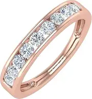 [FINEROCK] 1/2 Carat Channel Set Diamond Wedding Band Ring in 14K Gold - IGI Certified