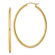 Sterling Silver Gold-Plated Oval 2mm Hollow Hoop Earrings