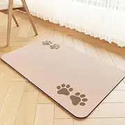 Pet Feeding Mat-Absorbent Pet Placemat for Food and Water Bowl, Dog Food Mat with Waterproof Rubber Backing, No Stains Quick Dry Water Dispenser Mat for Dog and Cat, Beige-12 x20