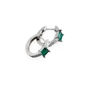 ANYCO Earrings Sterling Silver Green Luxury Square CZ Round Ear Buckle For Women Girl Teen Chic Fashion Stylish Accessories Jewelry Gifts
