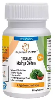 ORGANIC Moringa Oleifera Leaf Capsules Pure and High Quality No FIllers