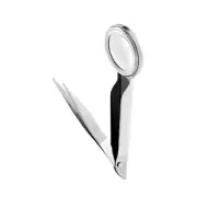 Portable Eyebrow Tweezers with Magnify Glass Handheld Magnifier Forceps