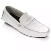NiB To Boot New York Men's Ashbery White Tumbled Calf Driver Moc Size 8M FLD236