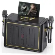 Karaoke Machine with 2 Wireless Microphones, Portable Bluetooth Singing PA