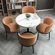 ZYZSY Round Conference Table, Small Conference Table for 4, Leisure Area Home Balcony Small Round Table, Suitable for Lounge, Living Room, Kitchen, Office(Orange)