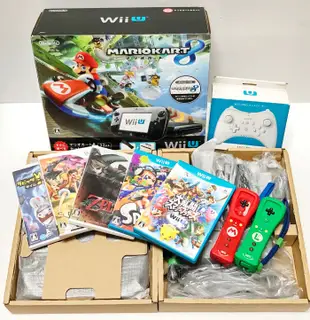 Wii U 瑪利歐賽車8同捆 限量主機黑色 32G 限量版、遊戲*9，可支援玩Wii 遊戲 出售