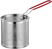 JISADER Food Colander Round Fry Basket with Handle for Cooking Spaghetti, 12cm