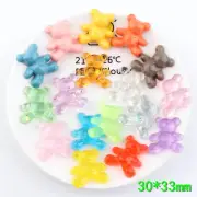30 pcs Mixed Color Resin Cute Cartoon Bear Flatback Cabachons 1.3"Charm 3 Style