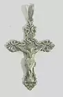 New Sterling Silver Large Art Deco Ornate Crucifix