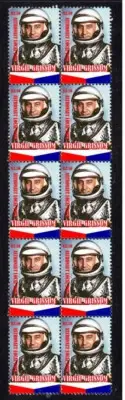 VIRGIL GRISSOM SPACE EXPLORATION HERO STRIP OF 10 MINT VIGNETTE STAMPS 5