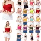 MixMatchy Sexy Frill Knot Front Knit Strapless / Strap Tube Crop Top