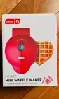 Dash Mini Waffle Maker Heart Shaped 4" Red - New in Box