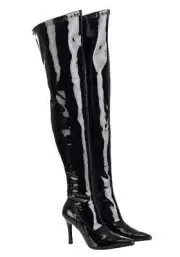 Womens Black Patent Over the Knee Boots