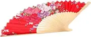FUTUREORYY Handheld Fan Handheld Portable Fan Wedding Bamboo Fans Bamboo Folding Fans Portable Hand Fan Bamboo Handheld Fabric Fan Bamboo Hand Fan Photographic Prop Decorative Fan Bamboo Bone