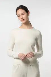 Robyn Pullover – 100% Wool Super Soft Roll Neck Long Sleeve Pullover, White / XL