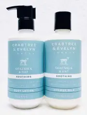 2PC SET Crabtree Evelyn GOATMILK OAT Lotion & Shower Milk Body Wash RARE 8.5 OZ