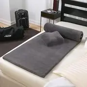 [TEMPUR-PEDIC] Set-Includes Travel Size TEMPUR-Neck Pillow, Mattress Overlay, and Carry Bag, Gray