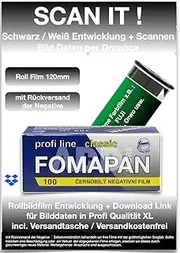 100ASA B+W Roll Film 120 mm + Film Development + Scan with Return of Negatives