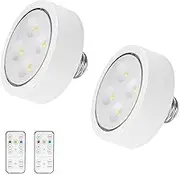AIBOO 2 Pack Battery Powered Puck Lights with Screw In Base for Non-Hardwired Wall Sconces Fixtures (Batteries Not Included)