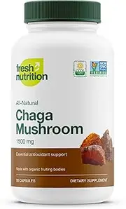 Organic Chaga Mushrooms – Strongest DNA Verified 1650mg Per Serving – Immunity Support and Energy Booster, Superfood, Antioxidant, Digestion, High in Fiber – Non GMO, Gluten & Soy Free, Vegan Friendly