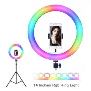 14inch rgb led circle photography selfie ring light with 1.6m 2m 2.1m tripod