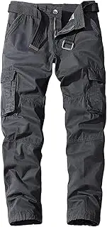 [Maiyifu-GJ] Mens Multi Pockets Cargo Pants Cotton Hiking Trousers Sweatpants Straight Leg Casual Athletic Jogger Pant