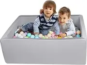 Ball Pit 42.1" x 13.7" Oblong Foam Ball Pits for Kids Toddlers Soft Play Equipment Balls NOT Included (Light Gray)