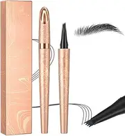 Pack of 2 Magic Microblading Eyebrow Pencil with 4 Micro Fork Tips, Smudge-proof Eyebrow Colour, Provides Natural Looking, Defined Eyebrows (Dark Brown (2 Pieces))