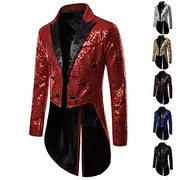 Disco 1980s Tuxedo Tailcoat Disco Sequins Men's Carnival Costume Masquerade Party Club Pride Parade Adults' Coat