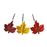 2PCS Maple Leaf Decorative Shower Curtain Hooks Rings for Fall Autumn 1 Yellow