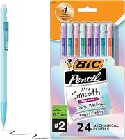 BIC Xtra Smooth Mechanical Pencils (MPNP24-BLK), Medium Point (0.7mm), Fun Pastel Color Pencils, Back to School, 24 Count