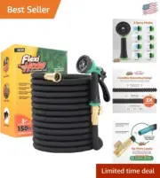 Durable 25ft Expandable Garden Hose - No-Kink Flexibility with Brass Connectors