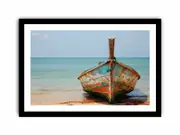 Boat On Shore Canvas Painting Print