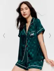 Peter Alexander Jolly Green Satin PJ Set Size 1+ RRP$129.00