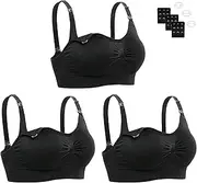 [KLKIT] 3 Pack Women’s Nursing Bra, Seamless Maternity Bra, Breastfeeding Bras with Removable Spill Prevention Bra Pads