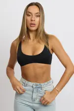 Black Bralette Seamless Cropped - Size 14L, Women's Bralette