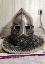 Medieval Knight 16 Ga Helmet Chainmail BattleReady Helmet Bascinet Helmet
