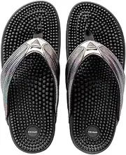 Kenkoh Genki Acupressure Sandals (US 9) I Silver I Japanese Massage Sandals I Reflexology Sandals for Pain Relief I For Men