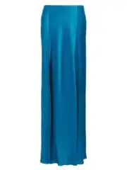 [Alberta Ferretti] Alberta Ferretti-Long Satin Skirt Gonne Celeste-Donna 44IT Light Blue