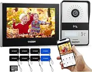 TMEZON 2 Wire Connected Video Door Phone,1080P WiFi Video Intercom with IP Touch Screen Monitor,Wired Camera Doorbell Night Vision,Open The Door Via Badges/APP,TuyaSmart