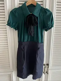 在飛比找Yahoo!奇摩拍賣優惠-Jill Stuart 小綠制服款連身短裙Lace綁帶 有雙