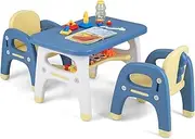 HONEY JOY Kids Table and Chairs Set, 3-Piece Activity Table Set for Children w/Curved Storage Shelf for Arts & Crafts, Homeschooling, Homework, Snack Time, Table and 2 Chairs for Boys & Girls Over 3