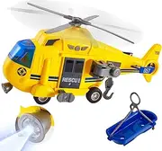 HERSITY Rescue Helicopter Toy with Light and Sound Push and Go Cars Educational Toys Gifts for Kids Boys Girls 3 4 5 6 Years Old (1:16)